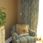 Custom Pillow Accent and Coordinating Club Chair and Window Treatment